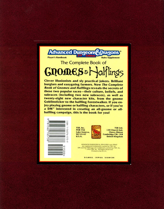 DUNGEONS & DRAGONS - THE COMPLETE BOOK OF GNOMES & HALFLINGS - 2134 - RPG RELIQUARY